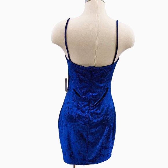 Crushed Velvet Blue Cami Slip Dress | Bodycon Mini Slip | Women's Size M - NWOT - Picture 1 of 10